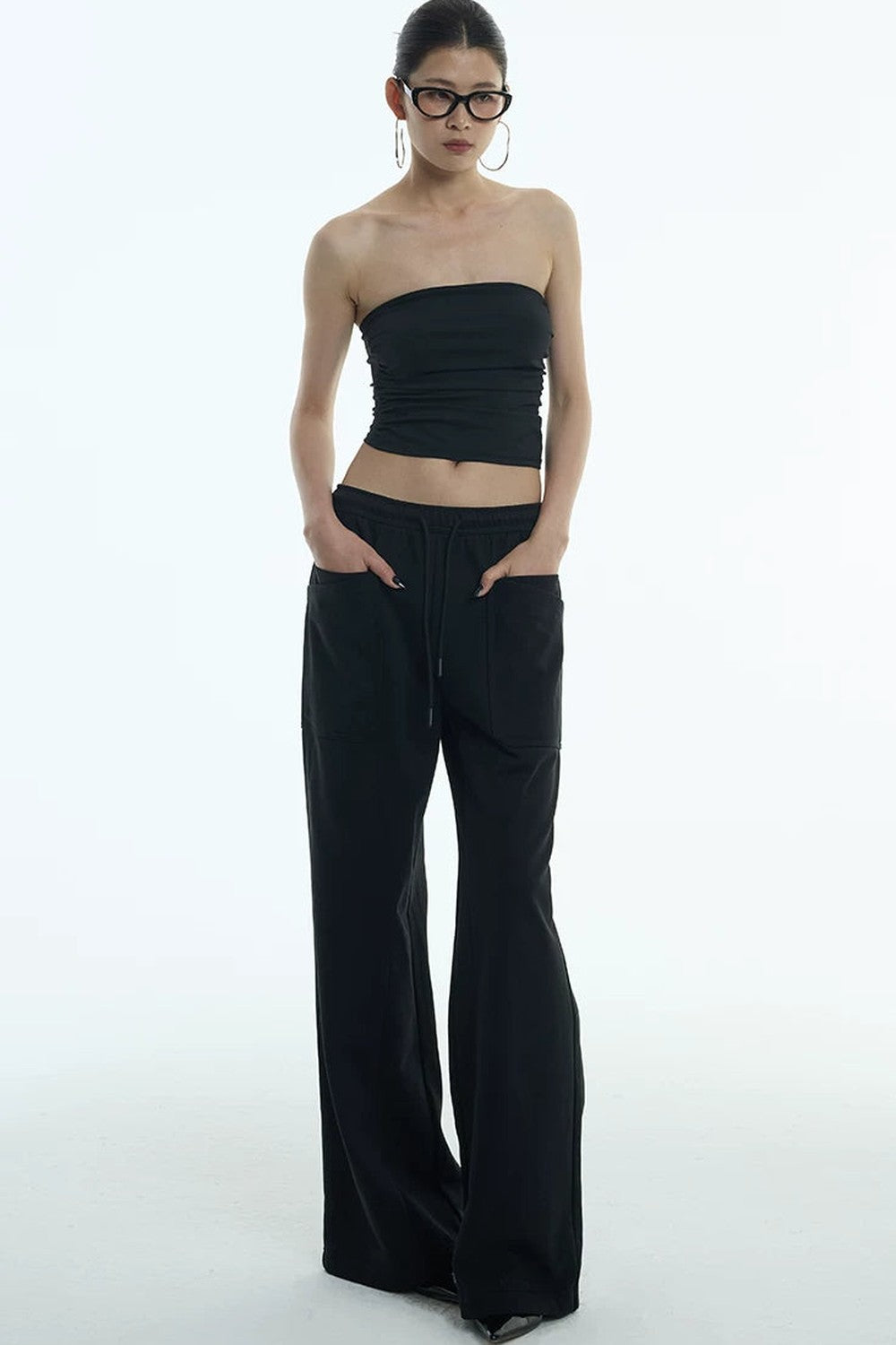 Double-Layer Wide-Leg Sweatpants