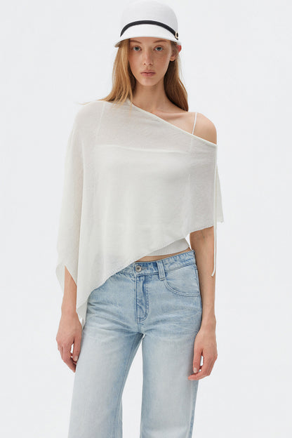 Irregular Linen Asymmetrical Cape Set-Up