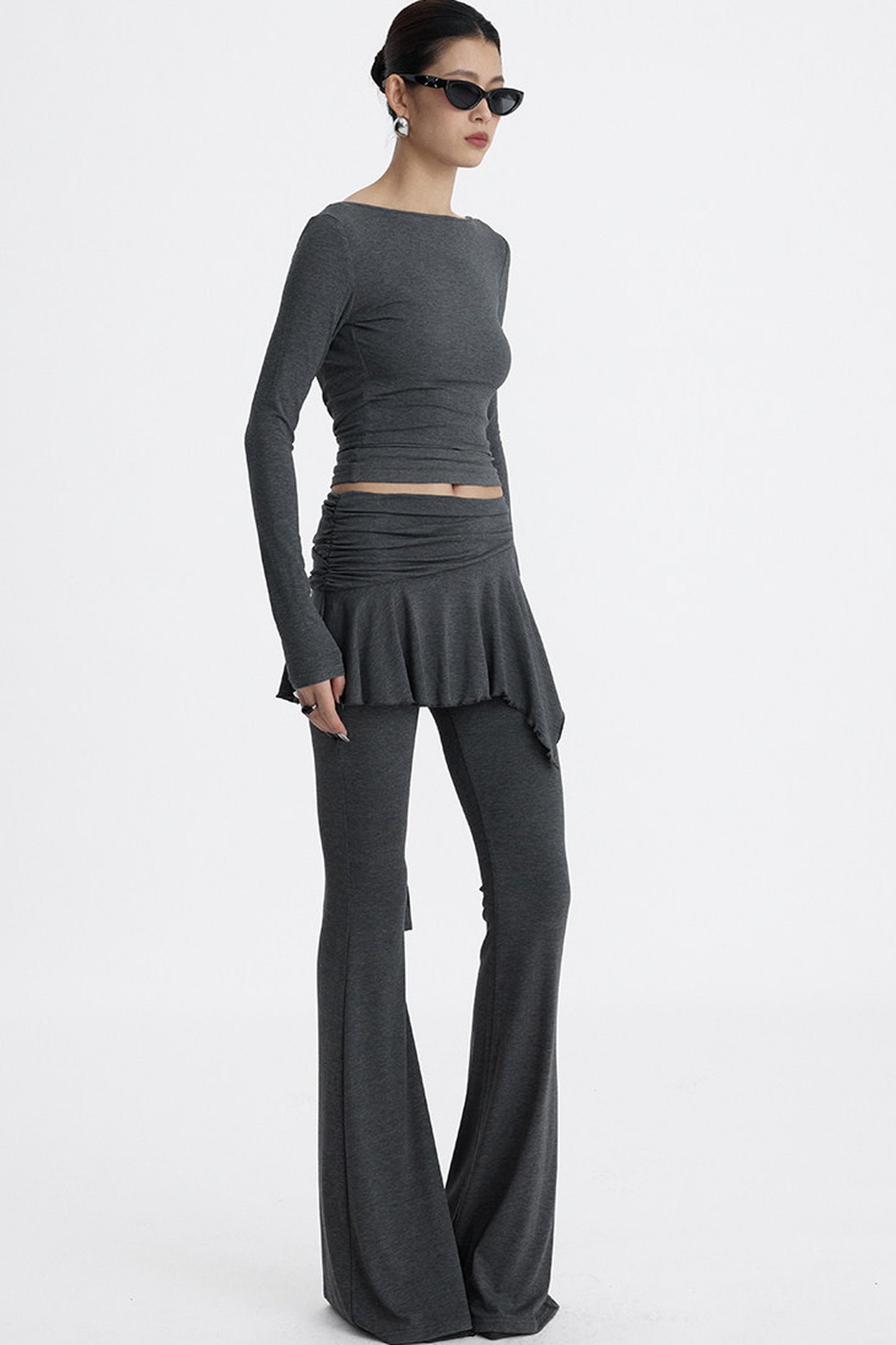 Faux Two-Piece Lyocell Flared Pants Set-Up