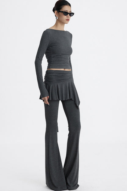 Faux Two-Piece Lyocell Flared Pants Set-Up