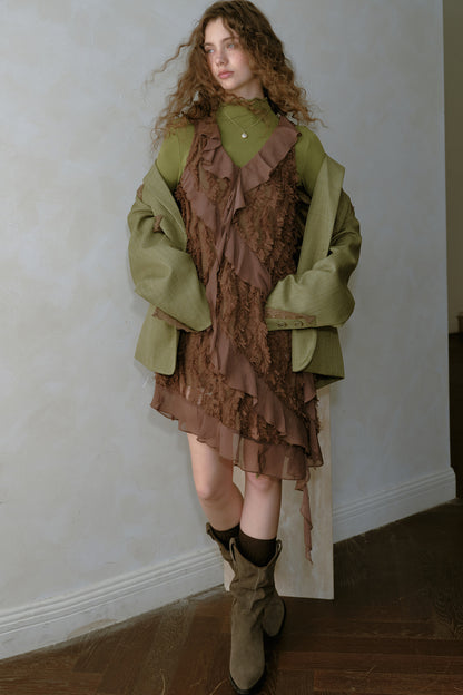 Asymmetrical Ruffle Chiffon Dress