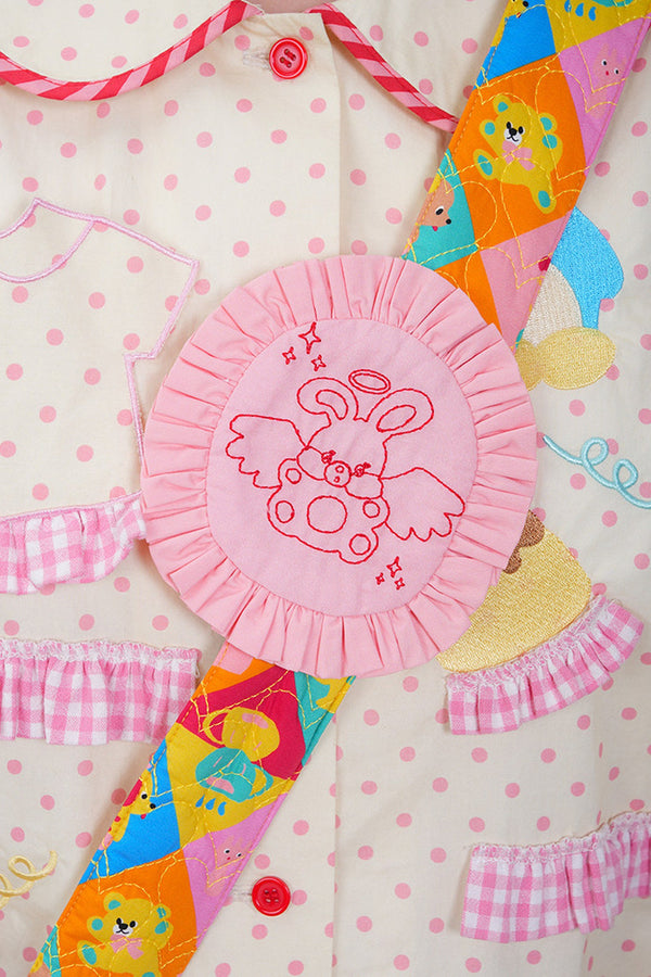 Pink Bunny Angel Embroidered Brooch