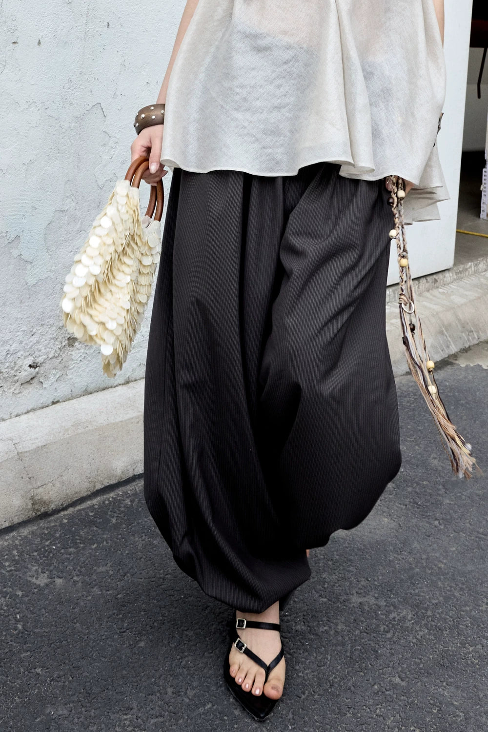 Striped Modern Retro Lantern Pants