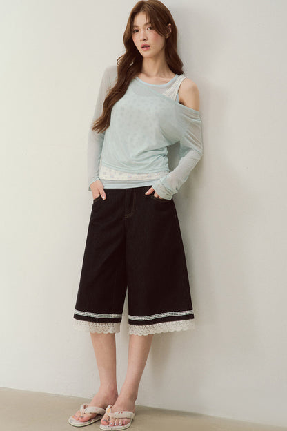 Cooling Layered-Look Long-Sleeve Blouse Set