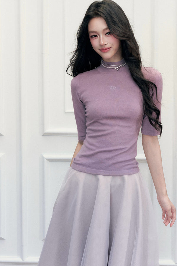Mid-Sleeve Knit Sweater