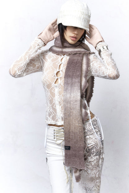 Gradient Ruffled Wool Scarf