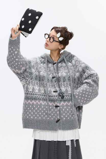 Fair Isle Duffle Button Cardigan