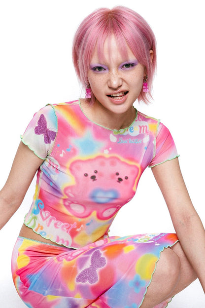 Dopamine Rainbow Mesh Dress