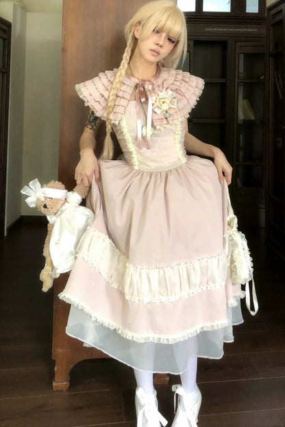 Pink Lace Embroidered Dress Set-Up