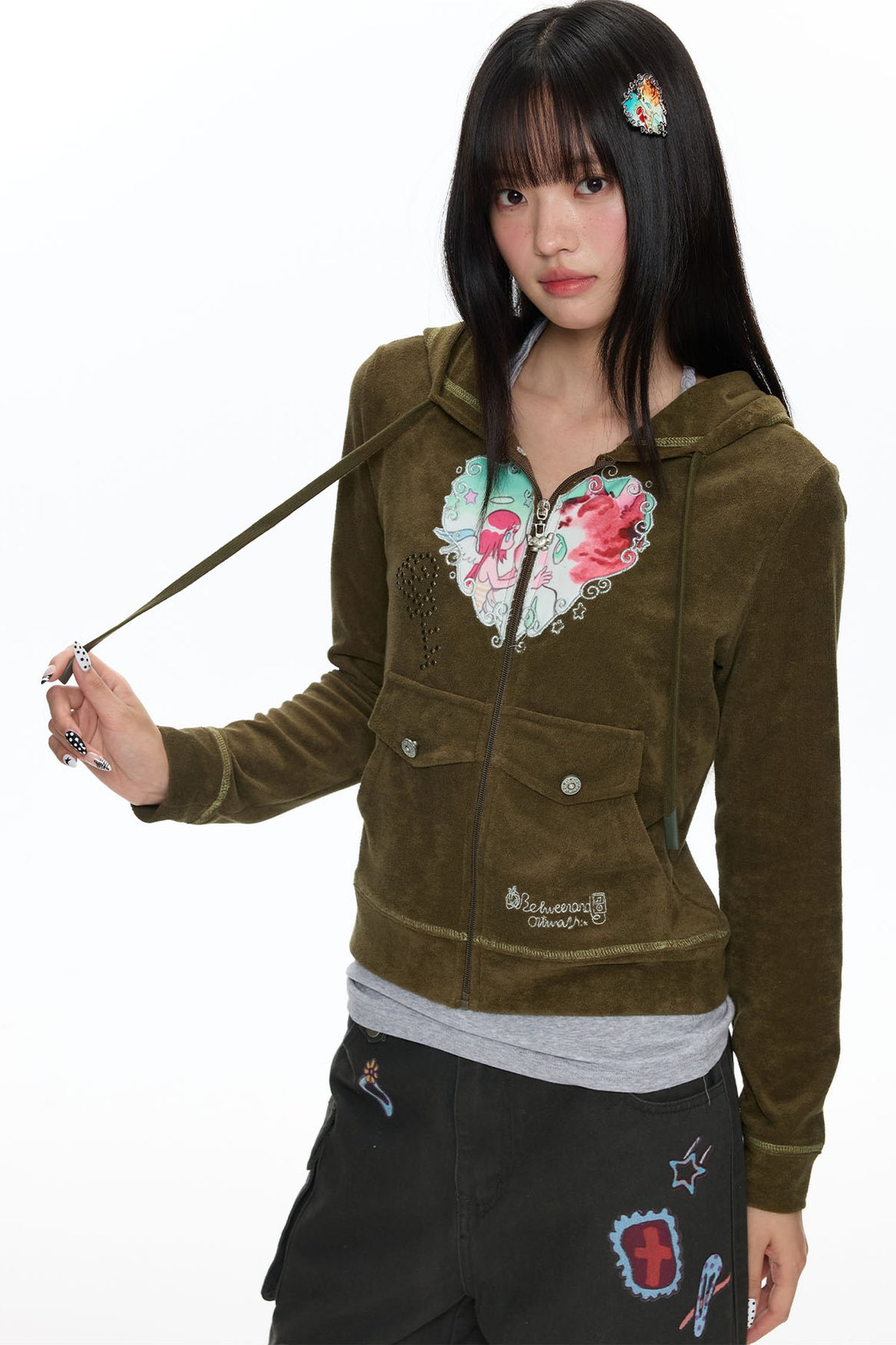 Vintage Green Swirl Heart Jacket