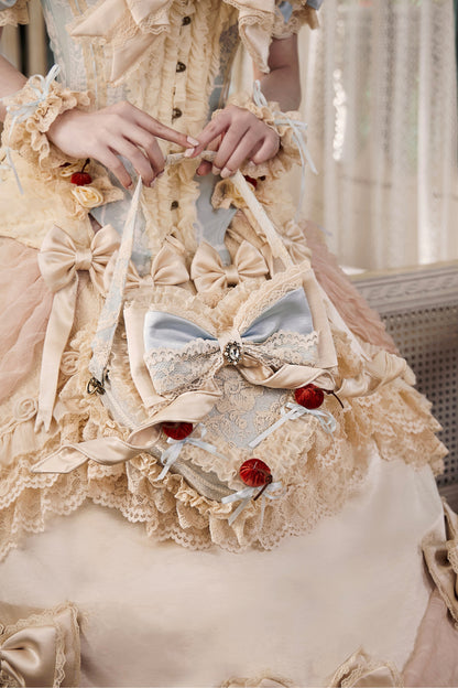 French Rococo Cherry Twin Heart Cake Handbag