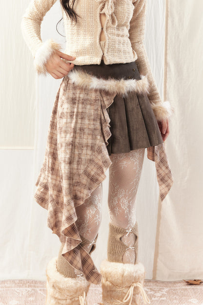 Women's Irregular Plaid Patchwork Trailing Skirt