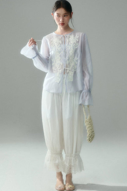 Embroidered Tencel Linen Blouse