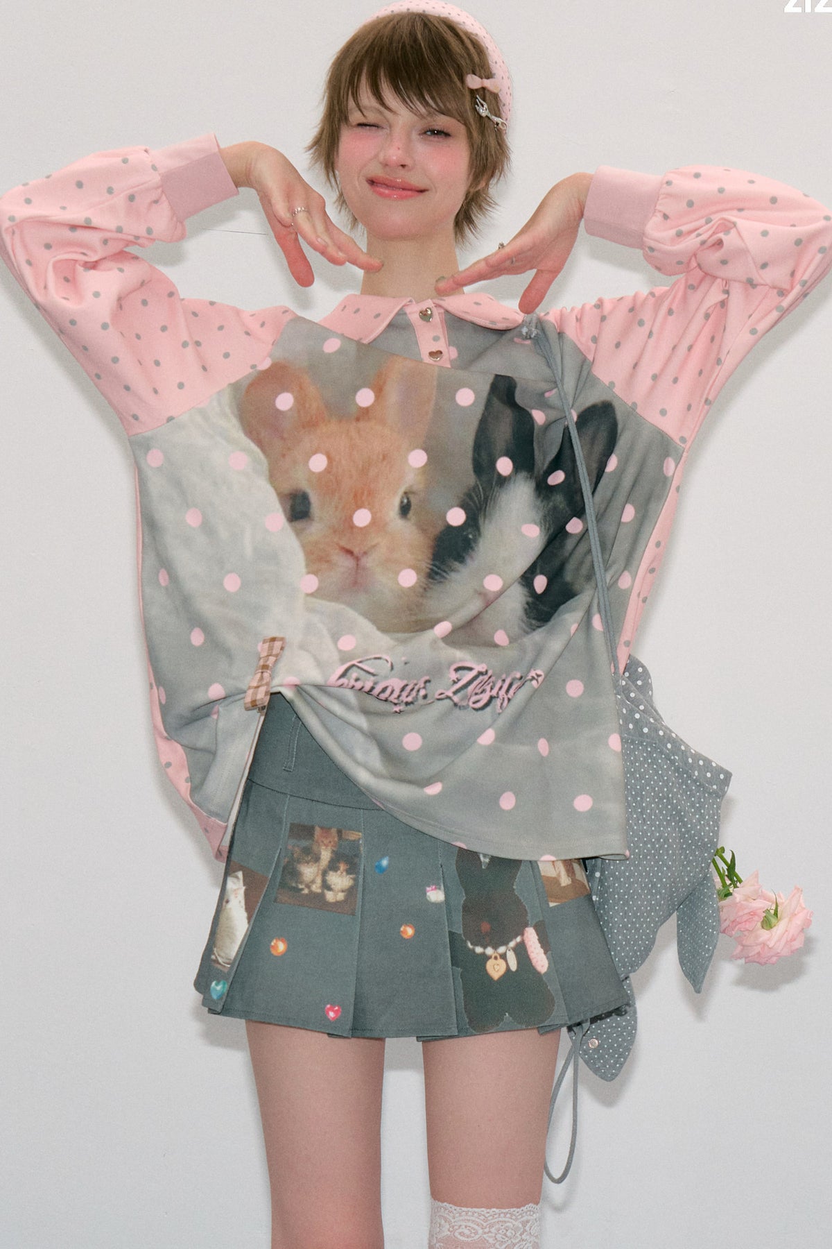 Pink Rabbit Polka Dot Sweatshirt