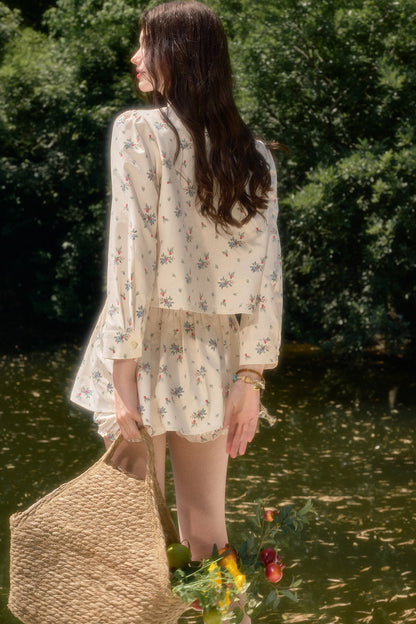 Floral Print Shirt and Culottes Set-Up