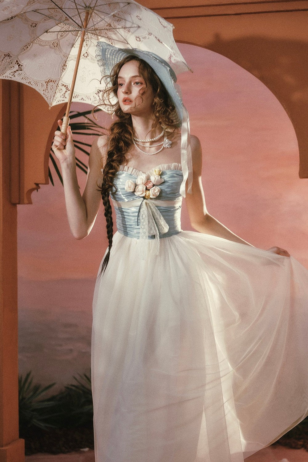 Sunset Bouquet French Mesh Dress