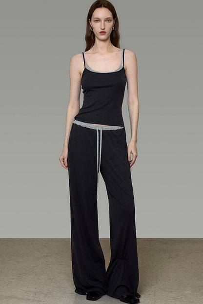 Color-Blocked Knit Camisole and Pants Set-Up