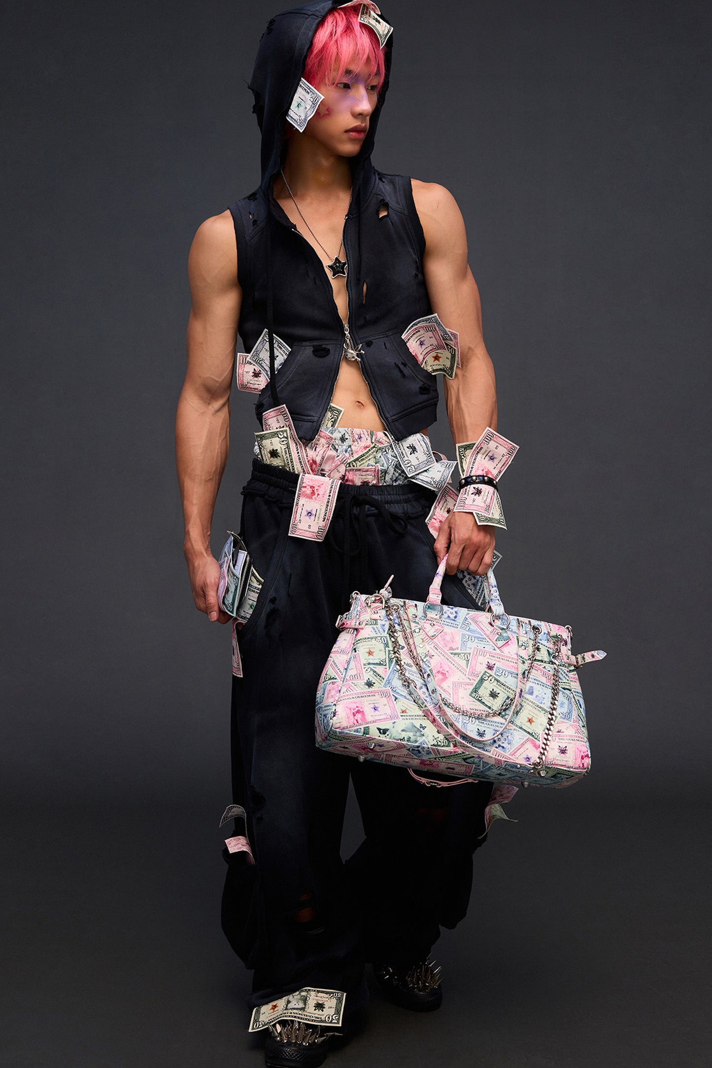 Money Print Crossbody Handbag