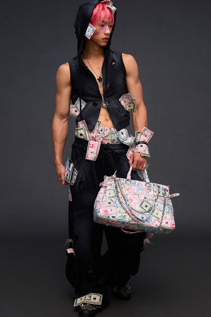 Money Print Crossbody Handbag