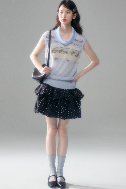 Retro Polka Dot Ruffle Cake Skirt