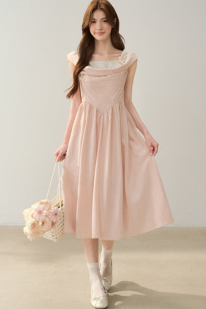 Robe évasée à col en lyocell à carreaux
