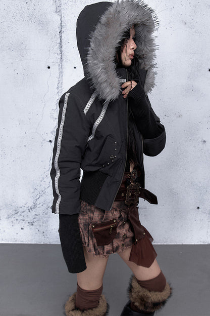 Hooded Fur Collar Parka Outer