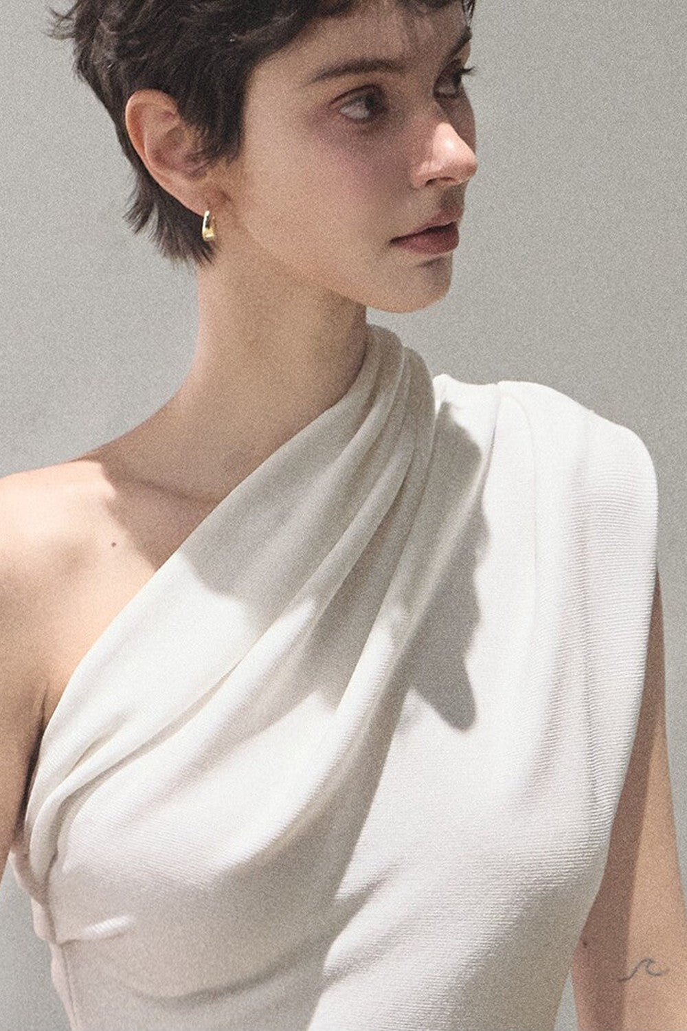 White Asymmetrical Lyocell Top