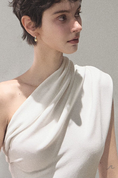 White Asymmetrical Lyocell Top