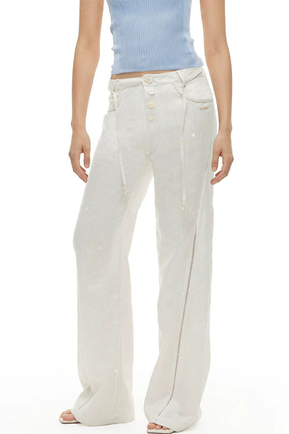Tencel Linen Straight-Leg Pants