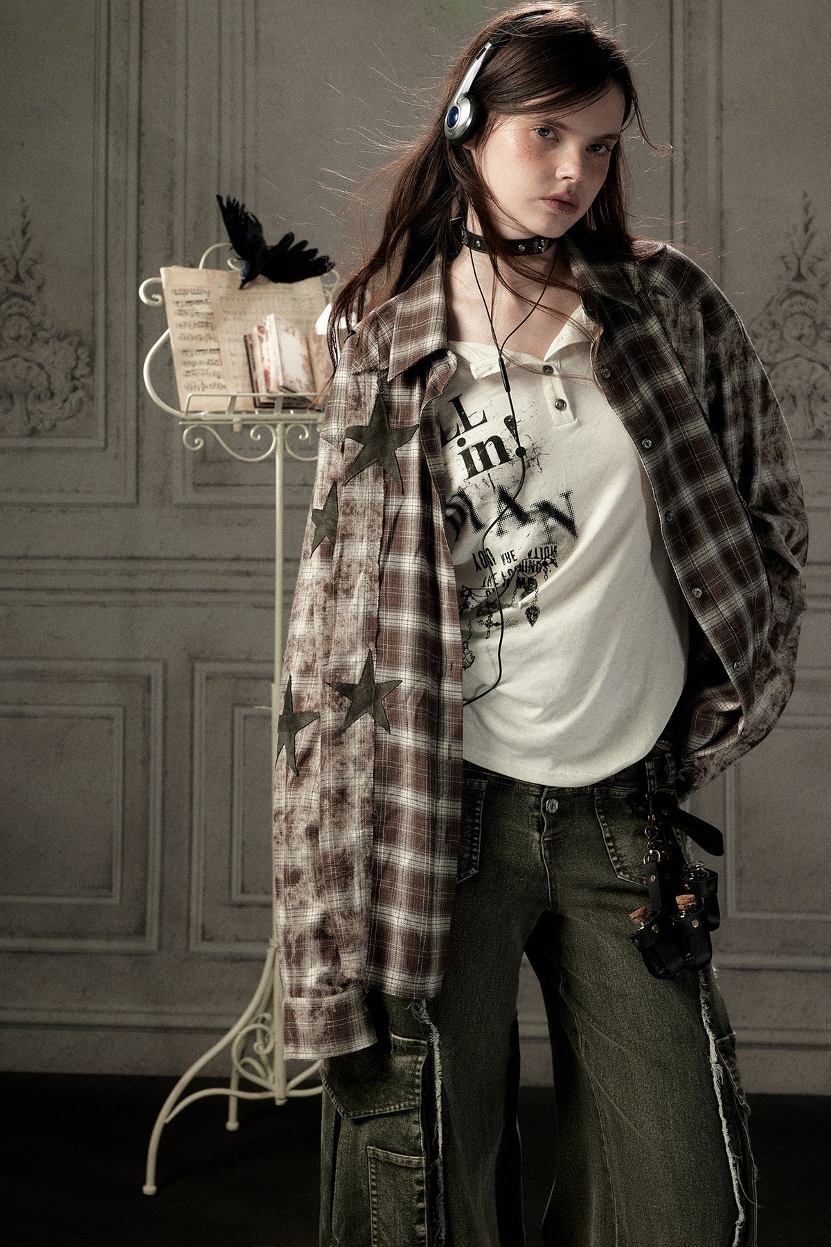 Coffee-Colored Plaid Shirt