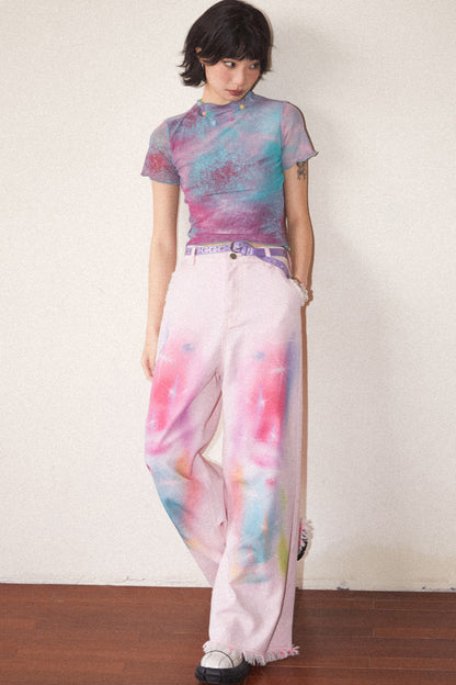 Light Pink Universe Denim Pants