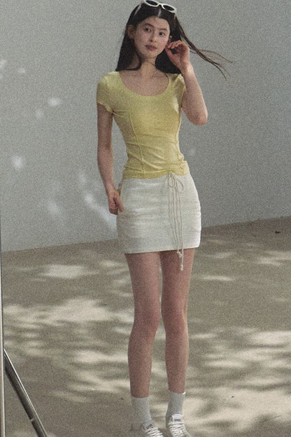 Lyocell V-Neck Short Sleeve Top