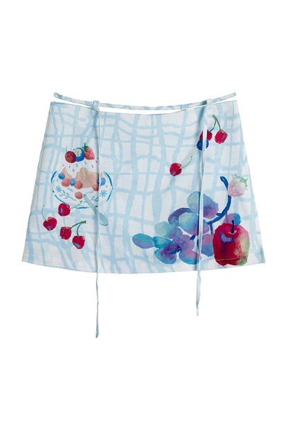 Fruit Print Halter Top and Skirt Set-Up
