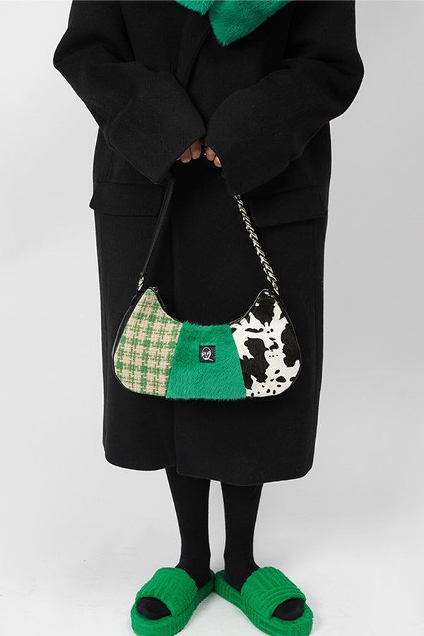 Genuine Leather Color-Block Bag