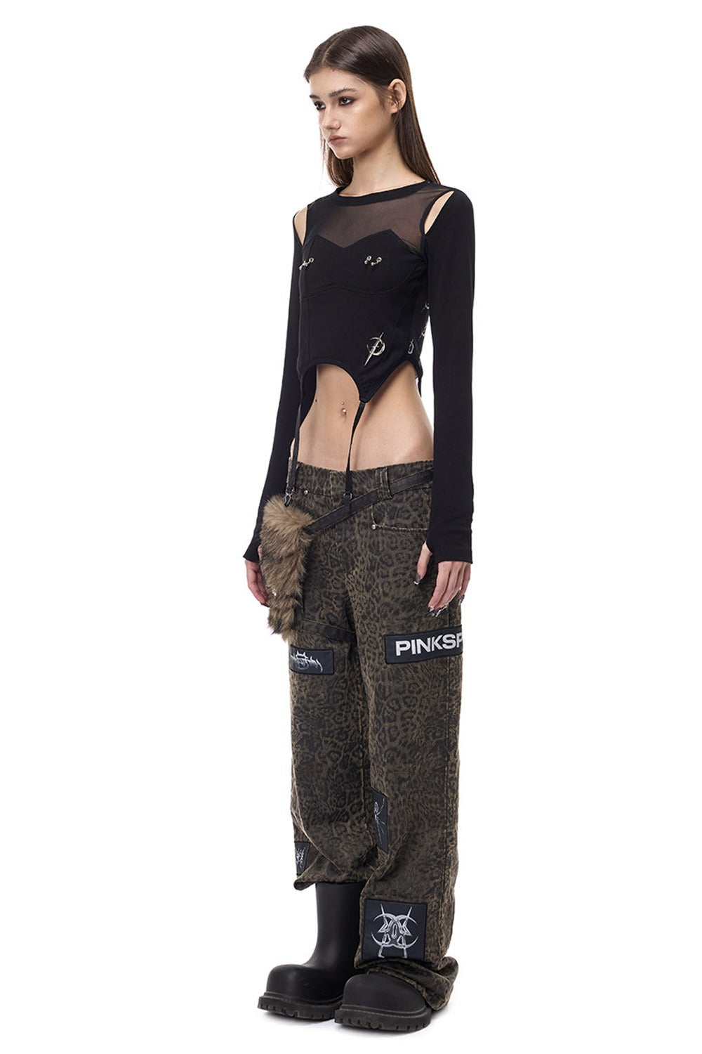 Leopard Print Rock Patch Pants