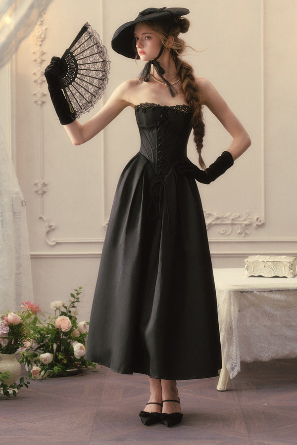 French Princess Satin Corset Dress