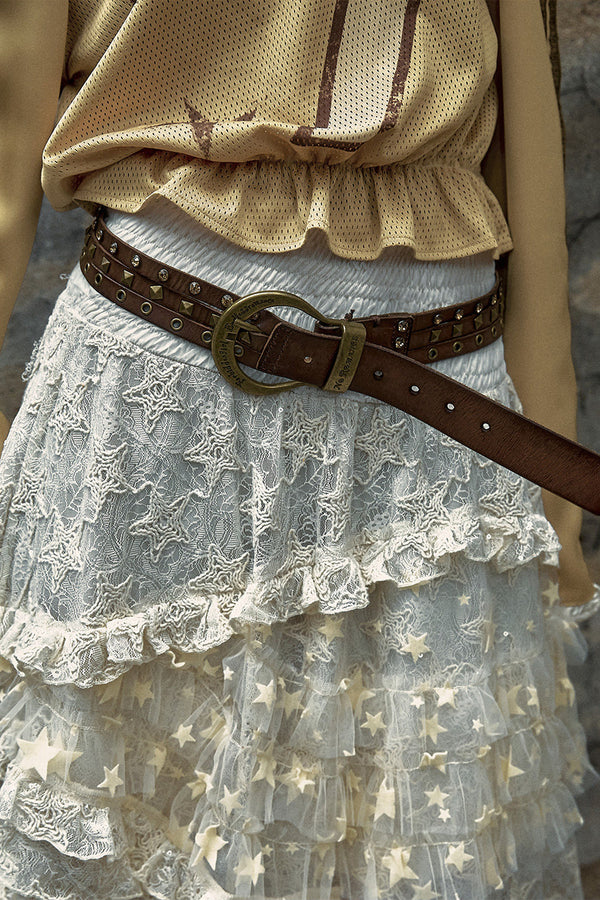Diamond-Encrusted Genuine Leather Belt