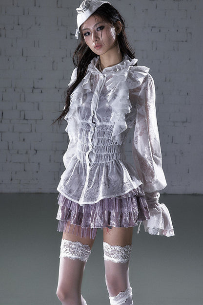 Lace Ruffle Collar Blouse