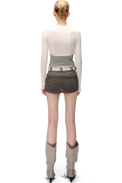 Color-Blocking Layered-Look Long-Sleeve T-shirt