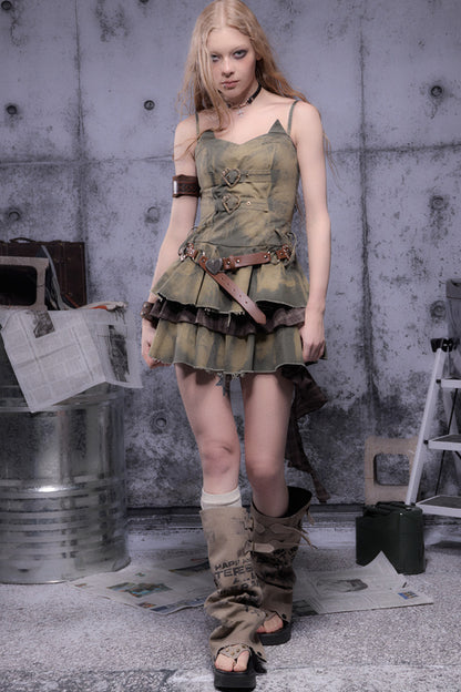 Multi-Layered Ruffled Suspender Dress