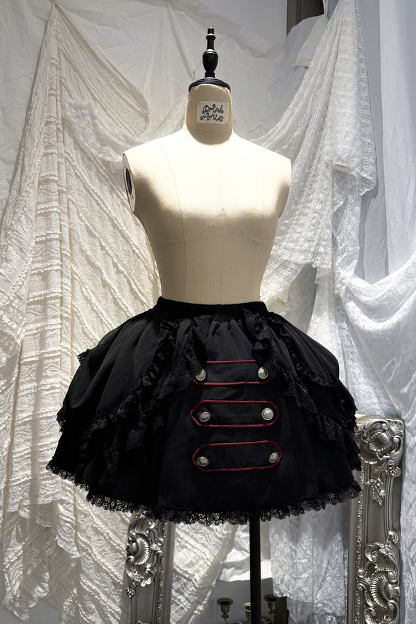 Plaid Puff Sleeve Knit Top and Mesh Cake Skirt Set-Up