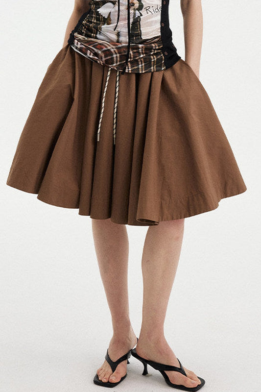 Low Waist Solid A-Line Skirt