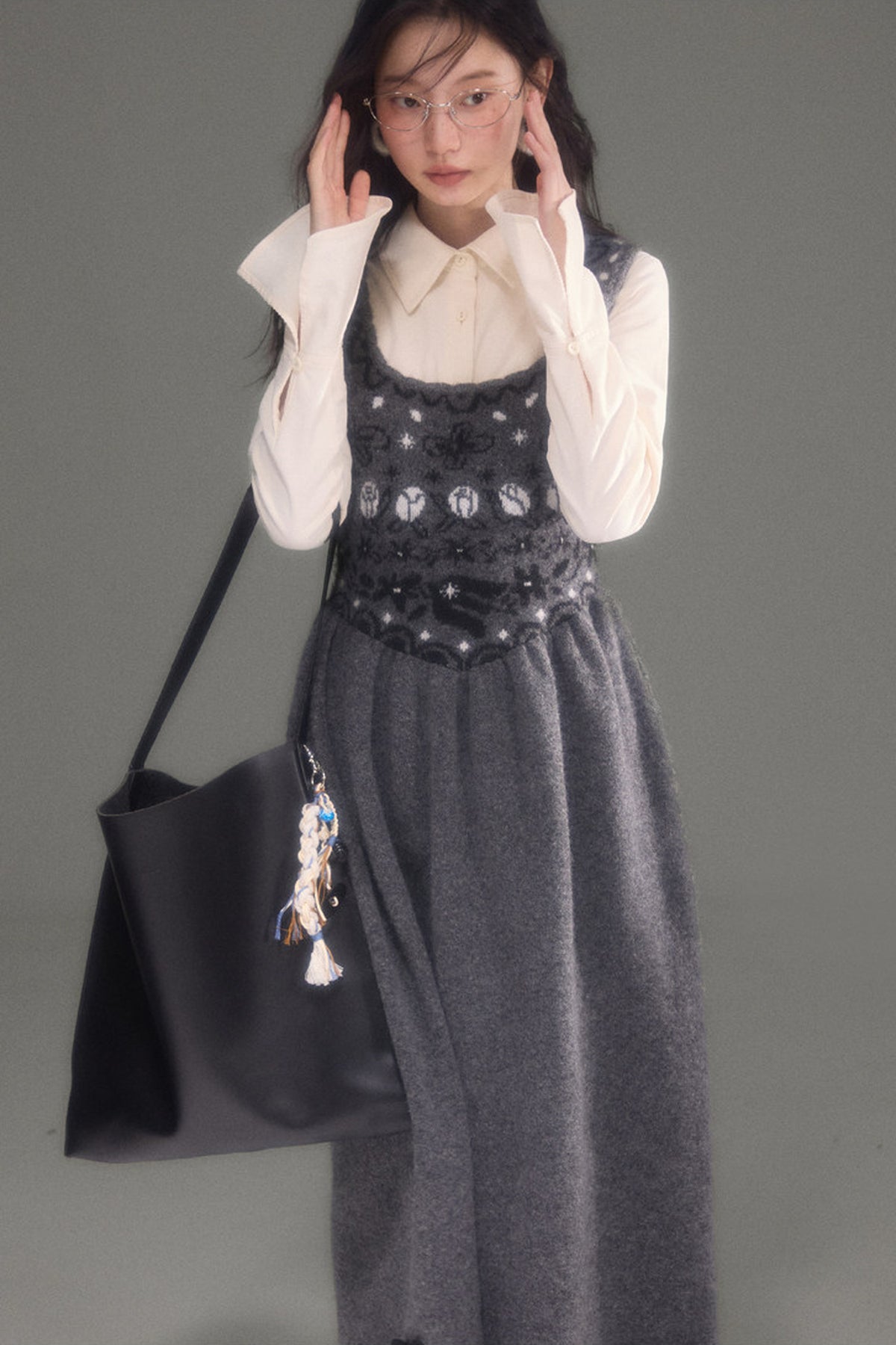 Tulip Bird Fair Isle Jacquard Knit Dress