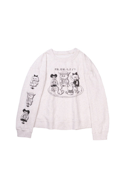 Old Wolf Asymmetrical Gray Speckled Sweatshirt