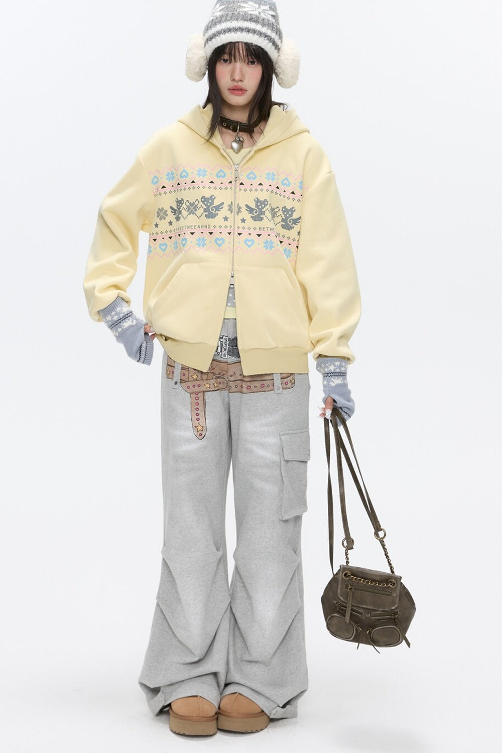 Yellow Bear Fair Isle Hoodie