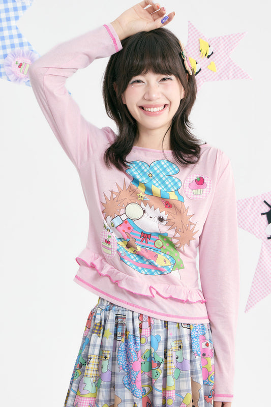Pink Heart Illustration Long-Sleeve T-Shirt