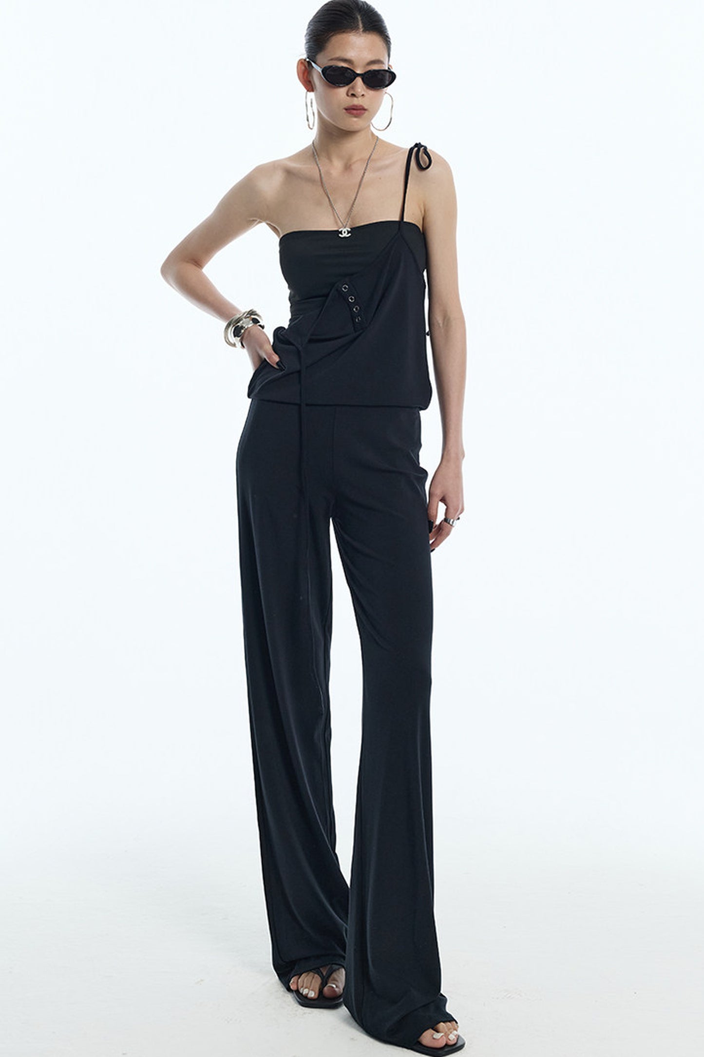 Reversible Drape Wide Leg Overalls