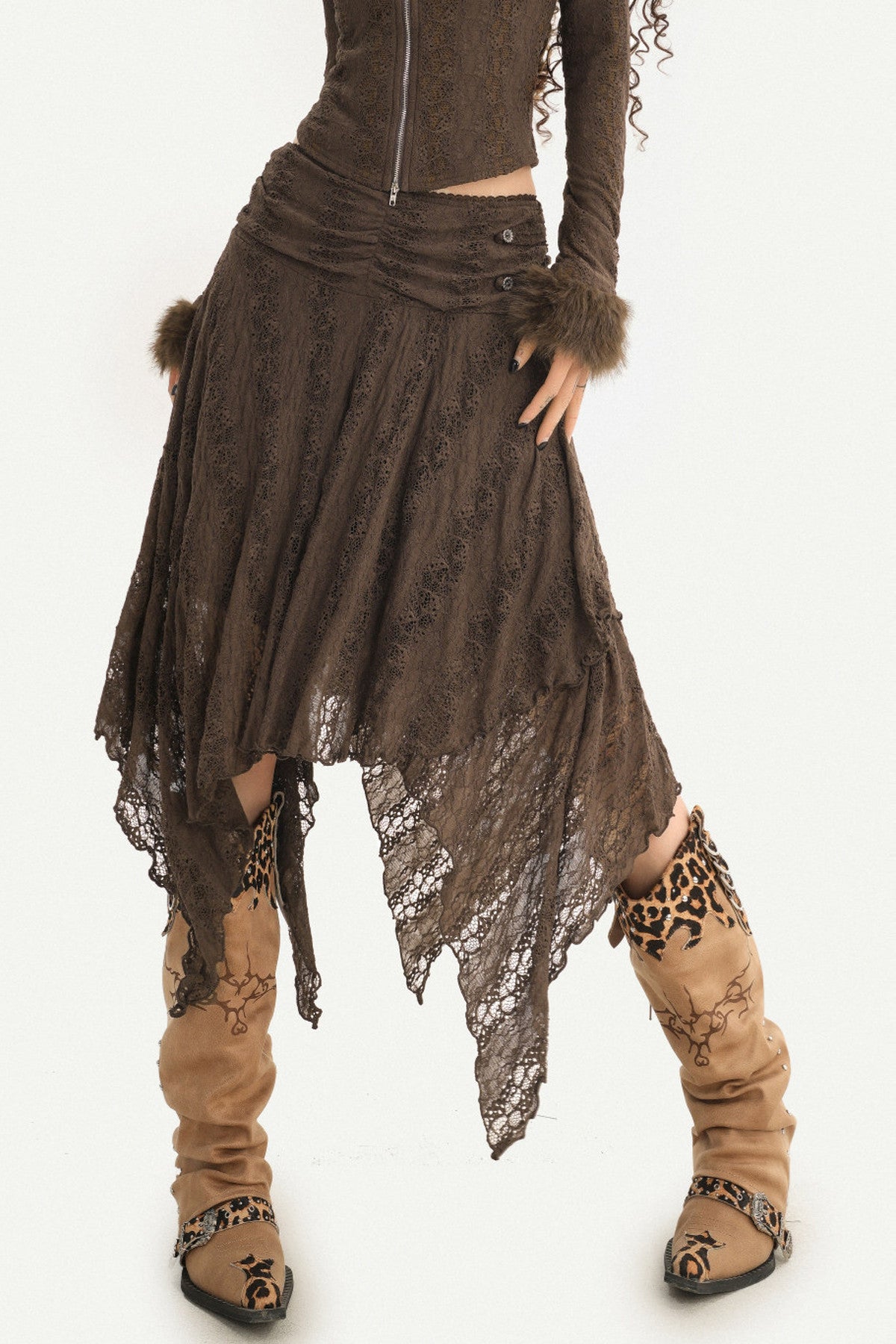 Irregular Layered Lace Skirt