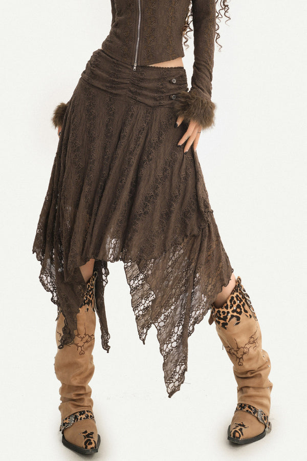 Irregular Layered Lace Skirt