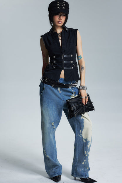 Vintage Washed Denim Pants